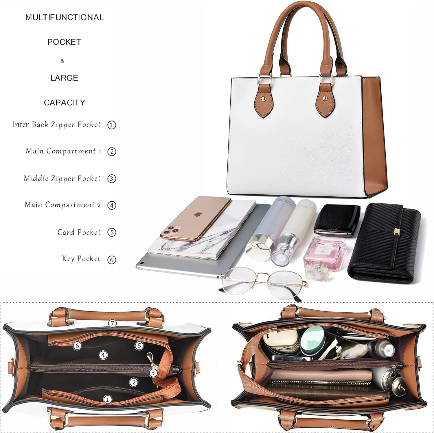 CHICAROUSAL Crossbody Purses and Handbags for Women PU Leather Tote Top Handle Satchel Shoulder Bags