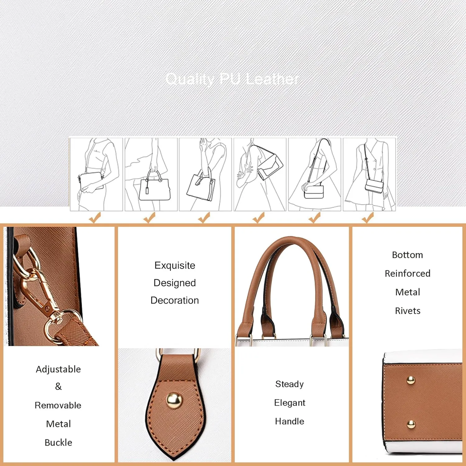 CHICAROUSAL Crossbody Purses and Handbags for Women PU Leather Tote Top Handle Satchel Shoulder Bags