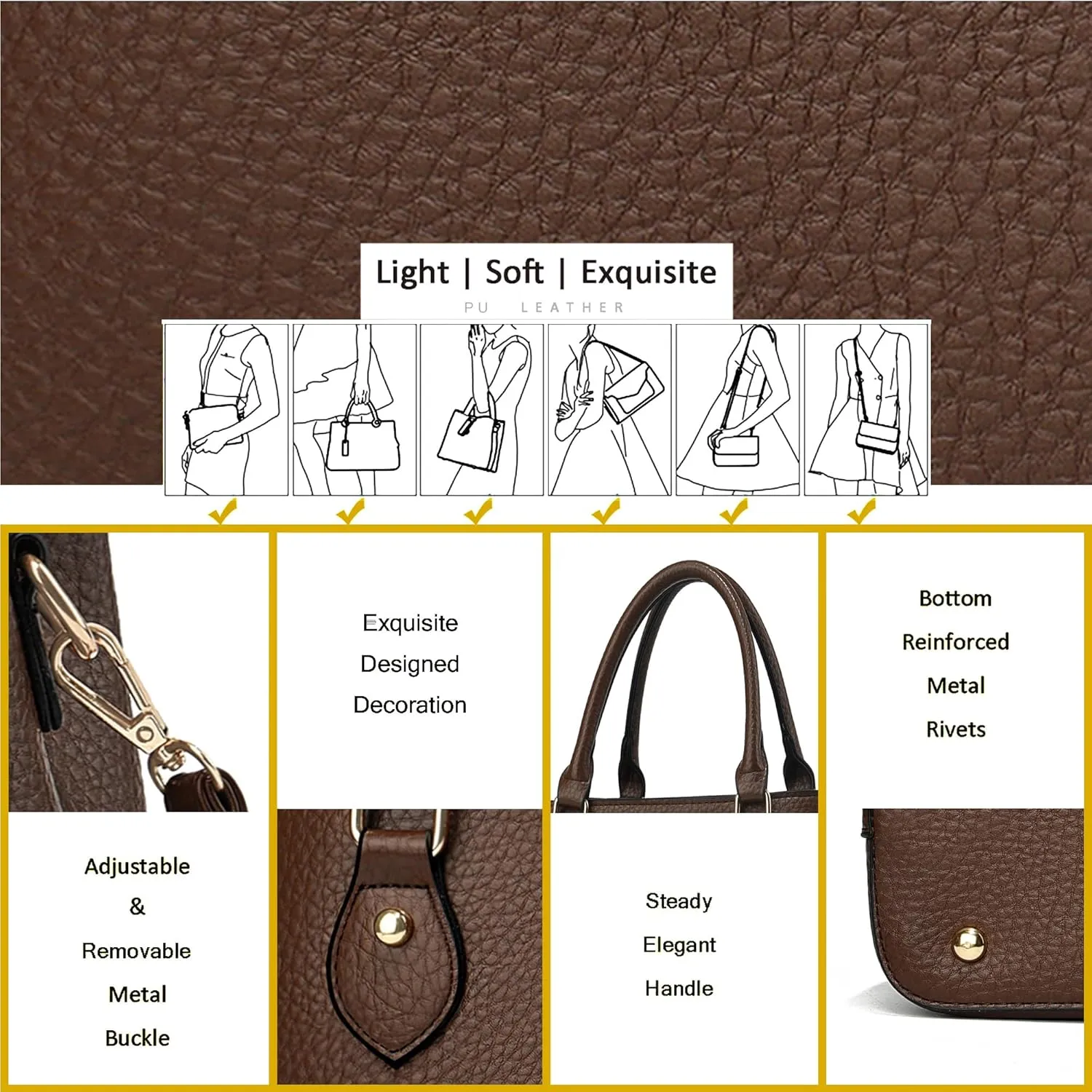 CHICAROUSAL Purses and Handbags for Women Leather Crossbody Bags Women's Tote Shoulder Bag