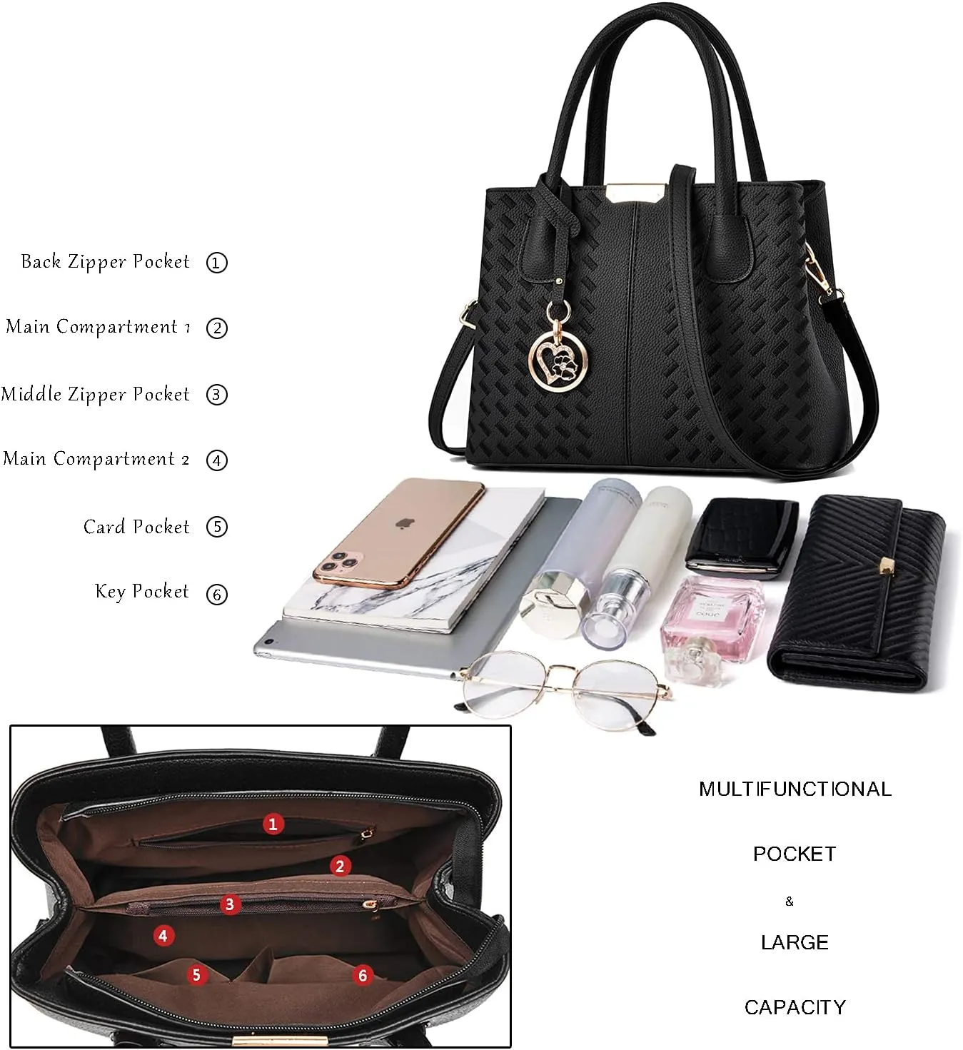 CHICAROUSAL Purses and Handbags for Women Leather Crossbody Bags Women's Tote Shoulder Bag