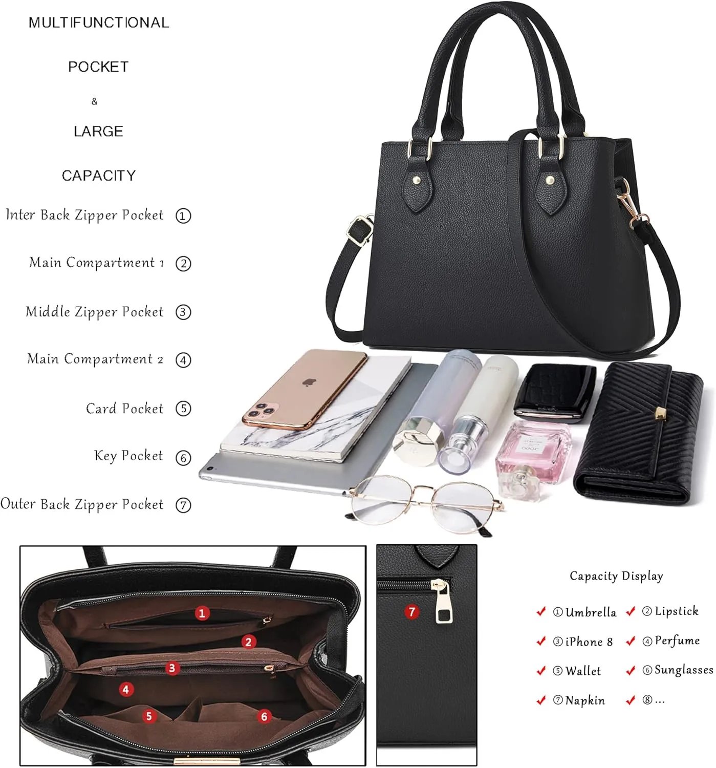 CHICAROUSAL Purses and Handbags for Women Leather Crossbody Bags Women's Tote Shoulder Bag