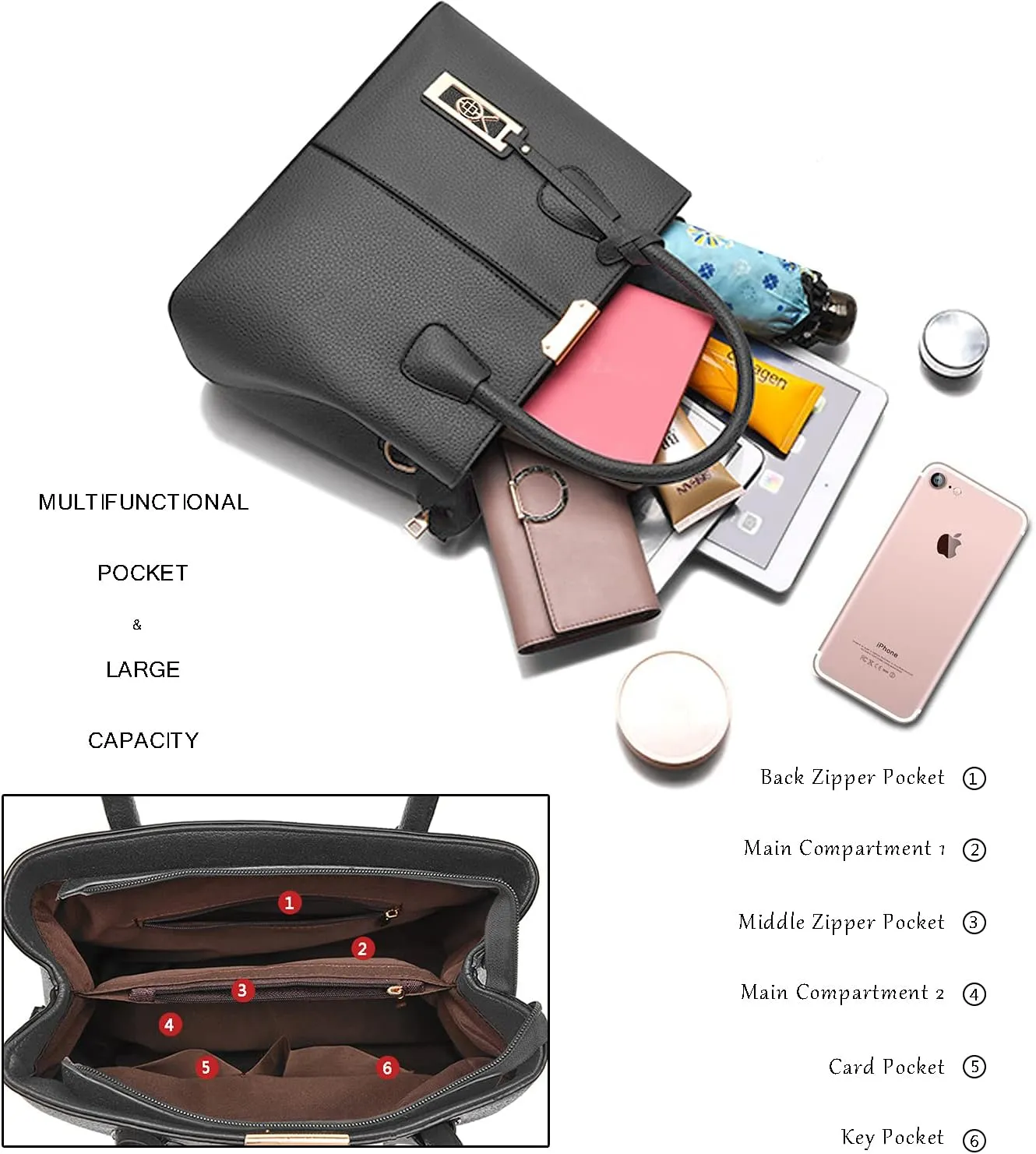 CHICAROUSAL Purses and Handbags for Women Leather Crossbody Bags Women's Tote Shoulder Bag