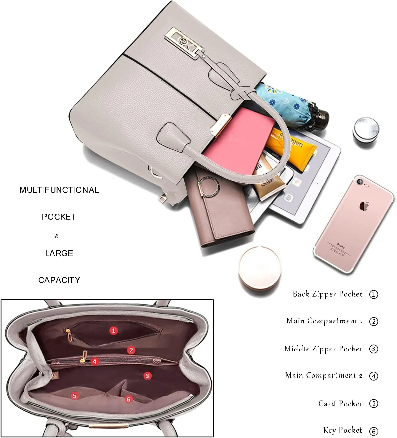CHICAROUSAL Purses and Handbags for Women Leather Crossbody Bags Women's Tote Shoulder Bag