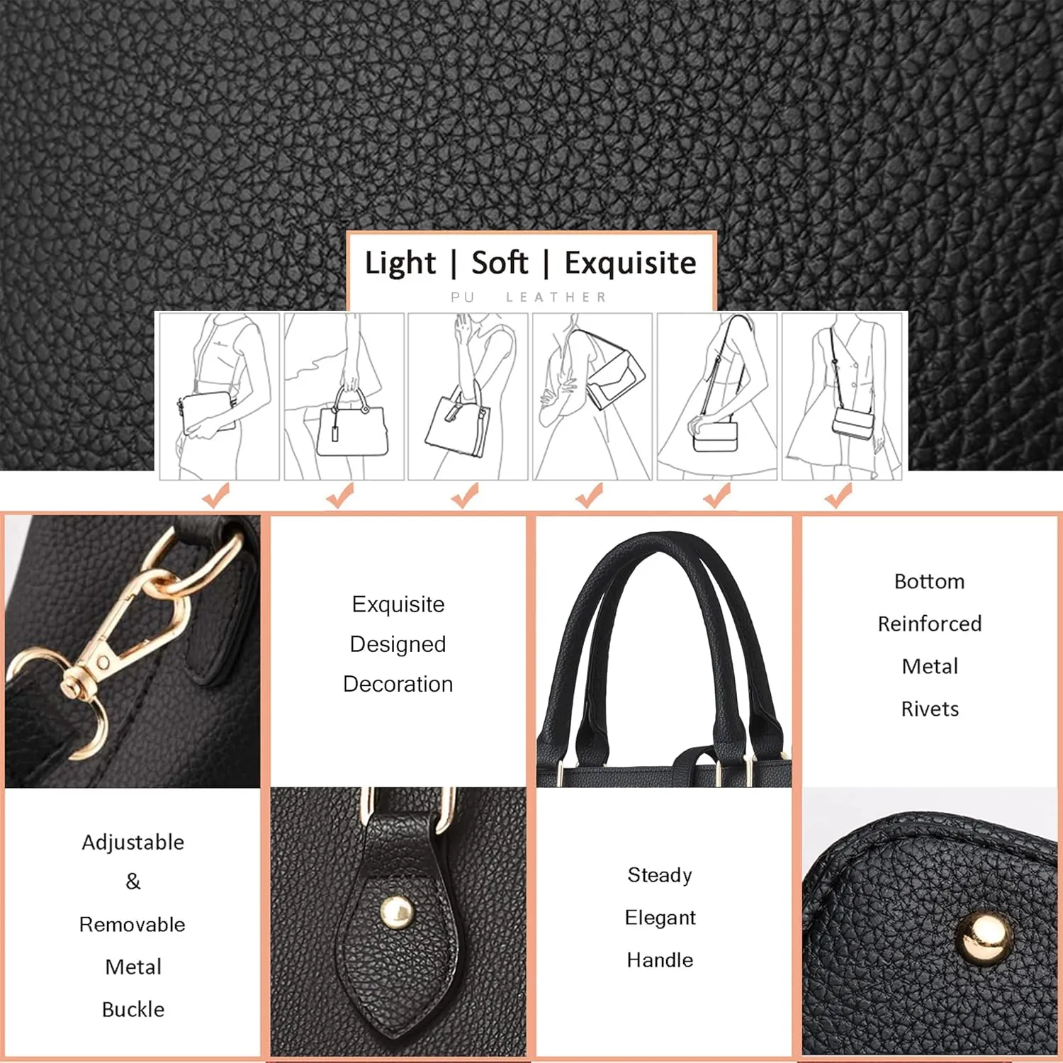 CHICAROUSAL Purses and Handbags for Women Leather Crossbody Bags Women's Tote Shoulder Bag