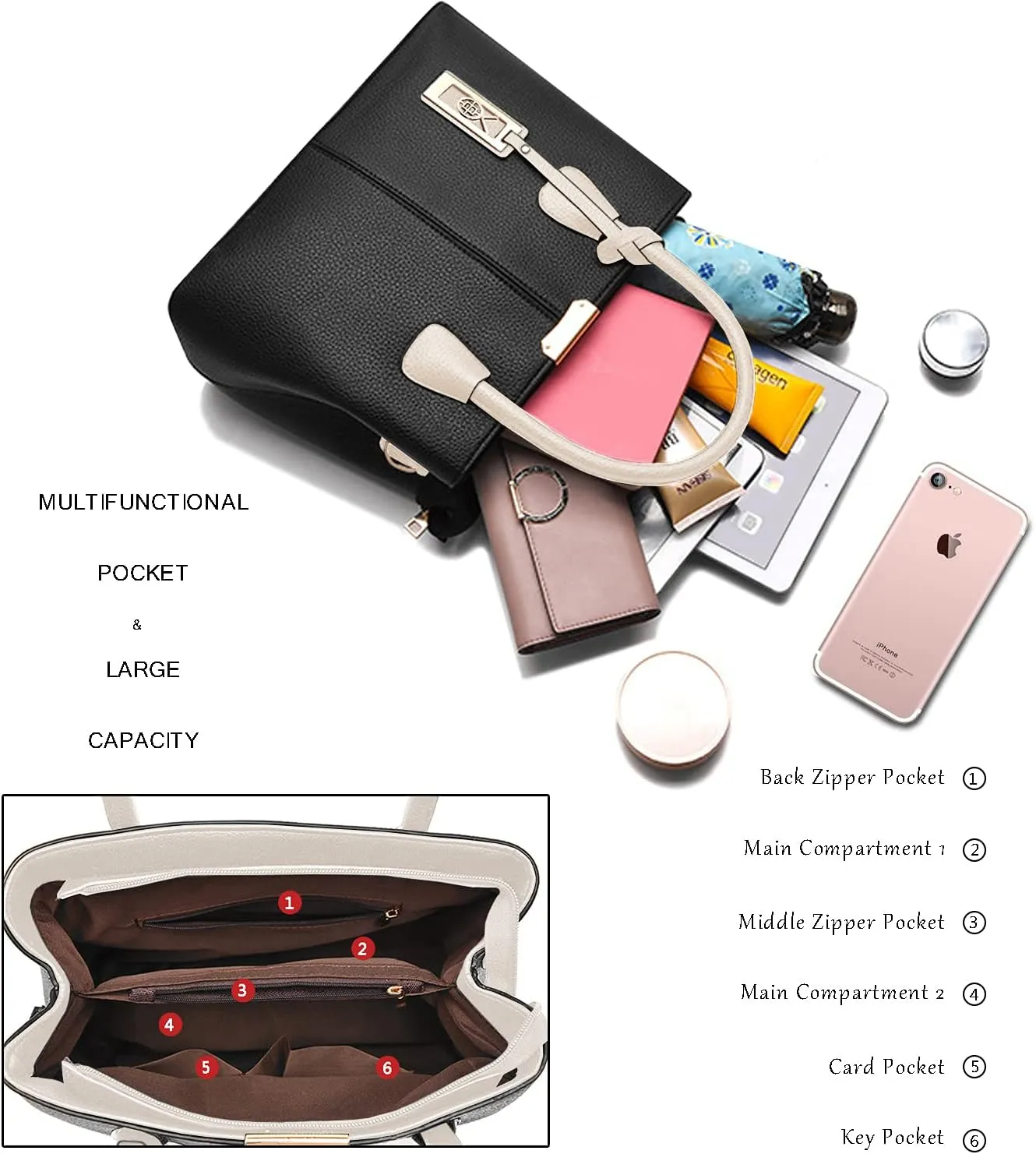 CHICAROUSAL Purses and Handbags for Women Leather Crossbody Bags Women's Tote Shoulder Bag