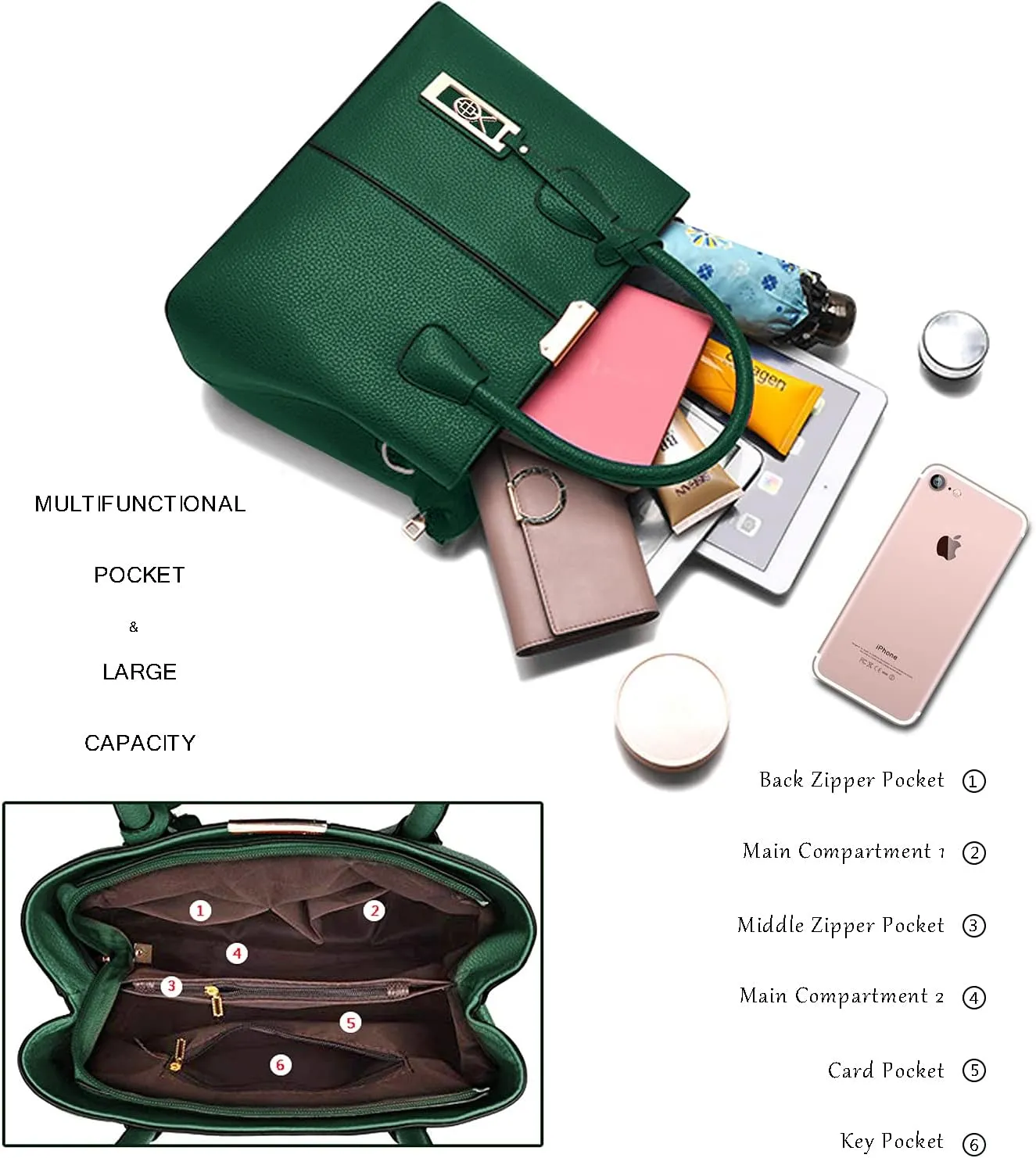 CHICAROUSAL Purses and Handbags for Women Leather Crossbody Bags Women's Tote Shoulder Bag