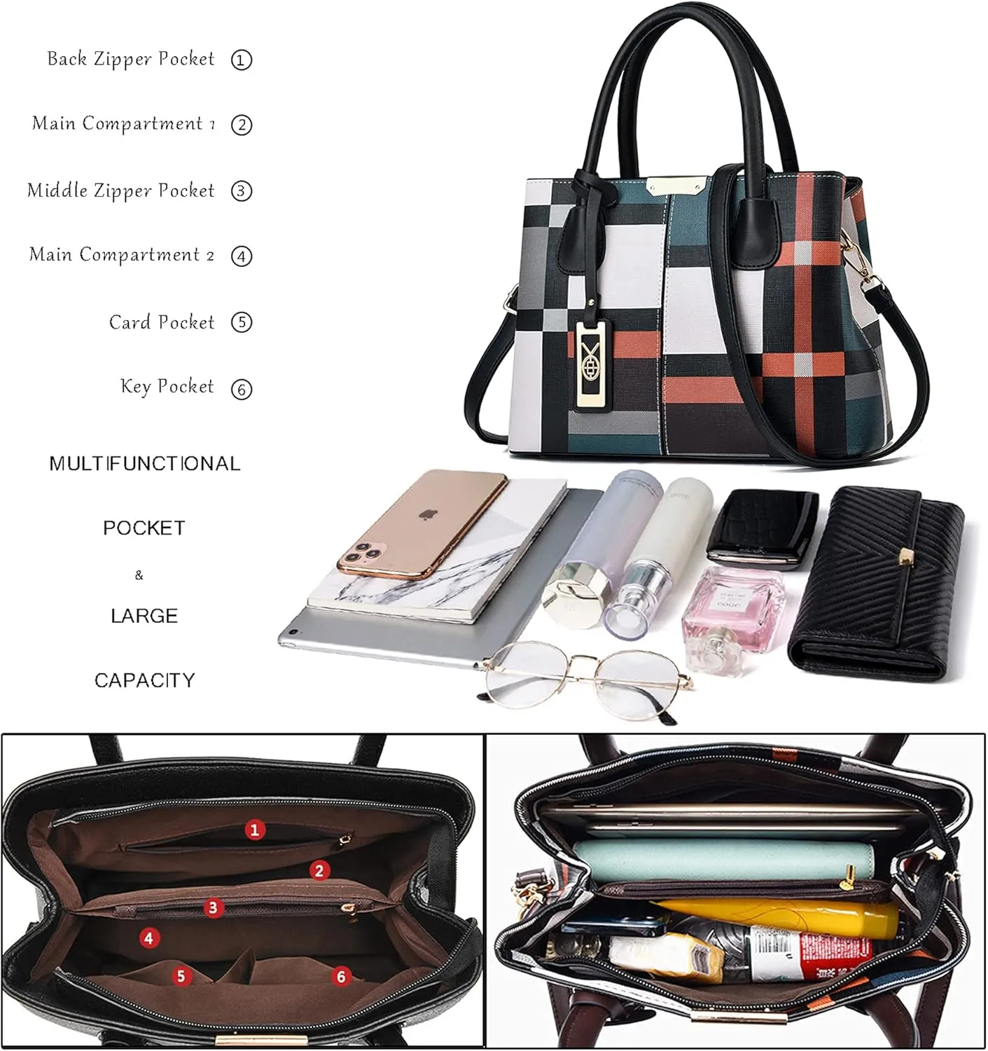 CHICAROUSAL Purses and Handbags for Women Leather Crossbody Bags Women's Tote Shoulder Bag