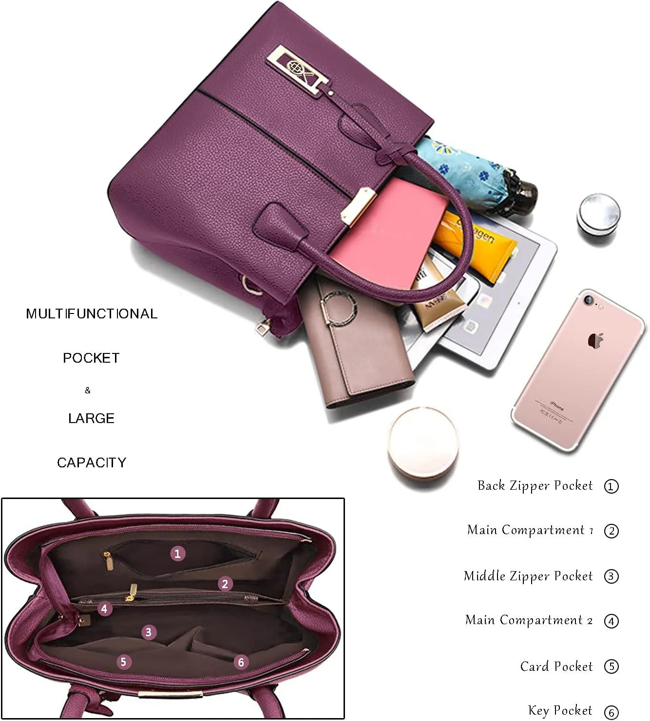 CHICAROUSAL Purses and Handbags for Women Leather Crossbody Bags Women's Tote Shoulder Bag