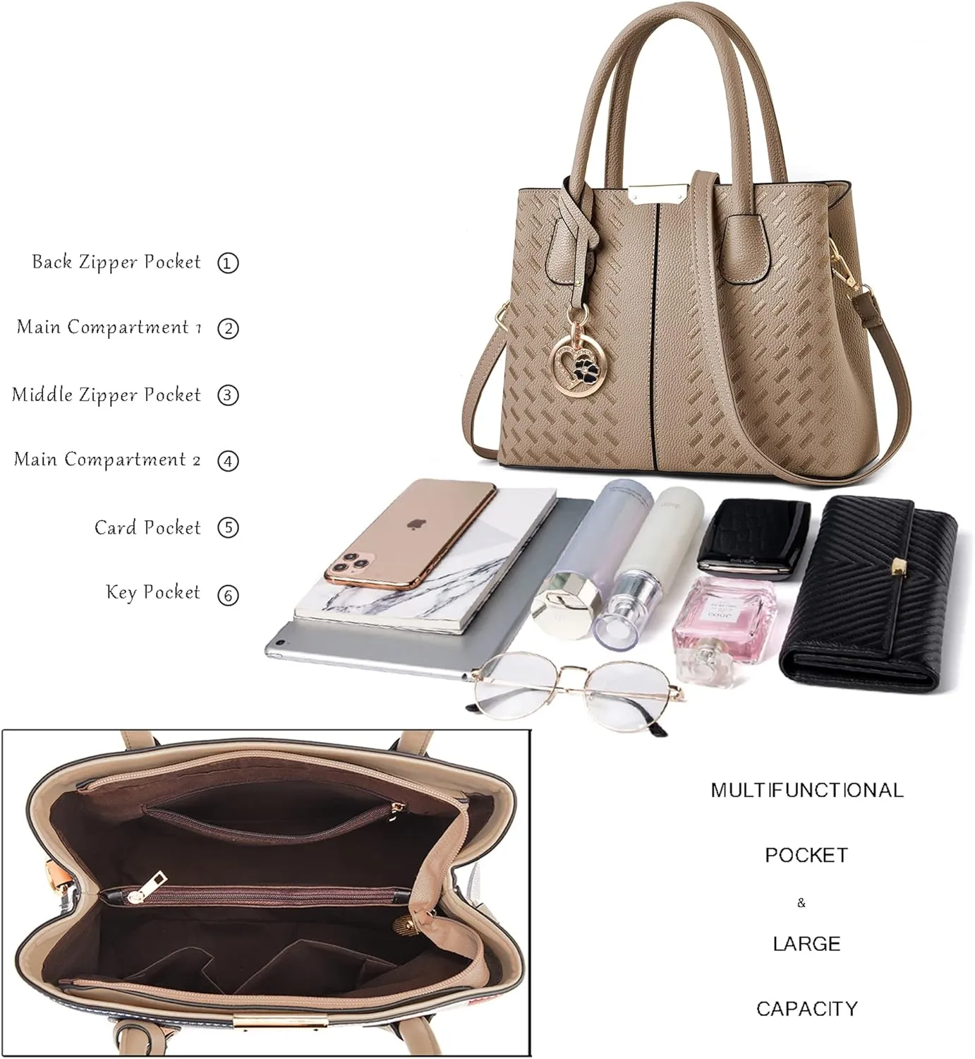 CHICAROUSAL Purses and Handbags for Women Leather Crossbody Bags Women's Tote Shoulder Bag
