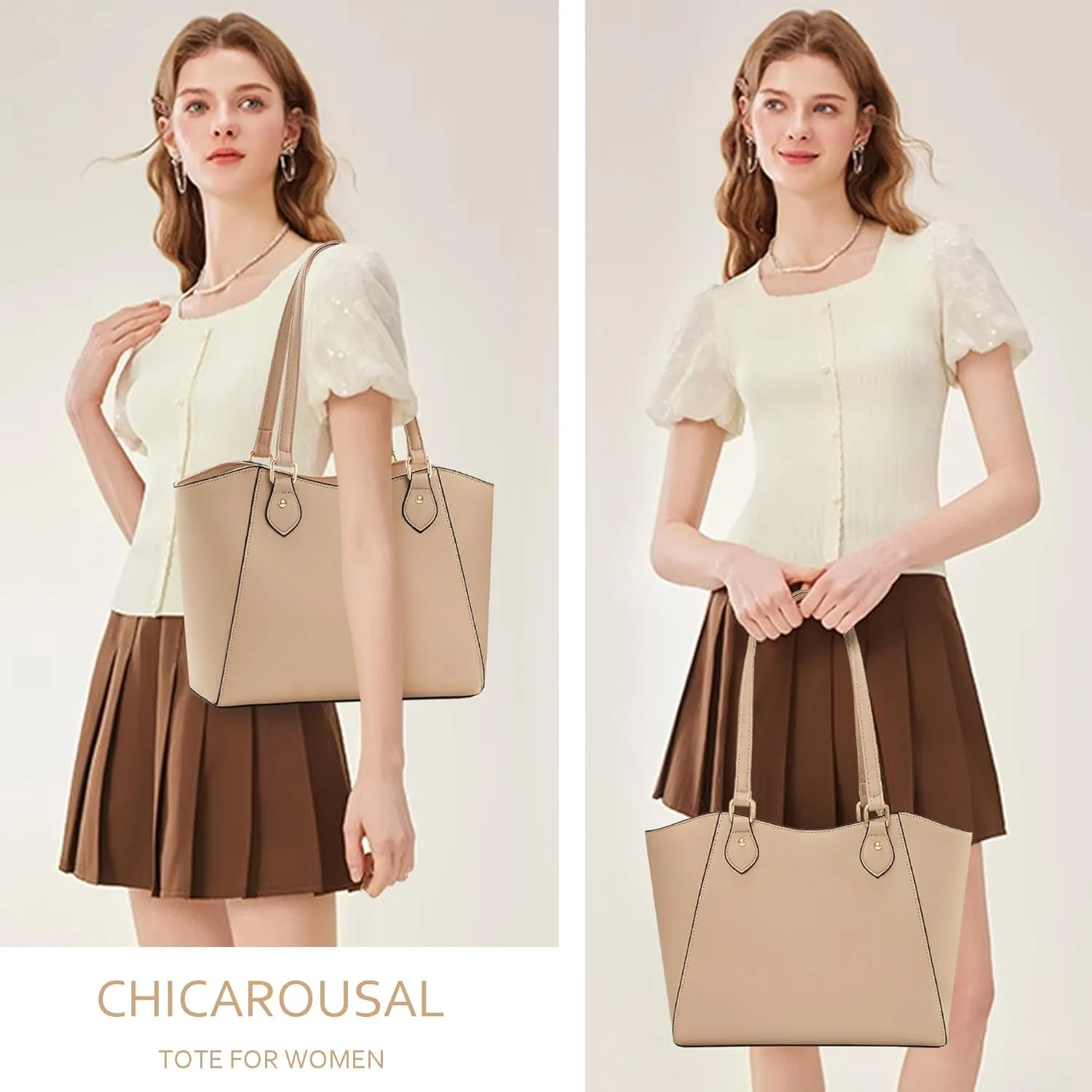 CHICAROUSAL Tote Bag for Women Large Handbags and Purses for Women PU Leather Womens Shoulder Bags