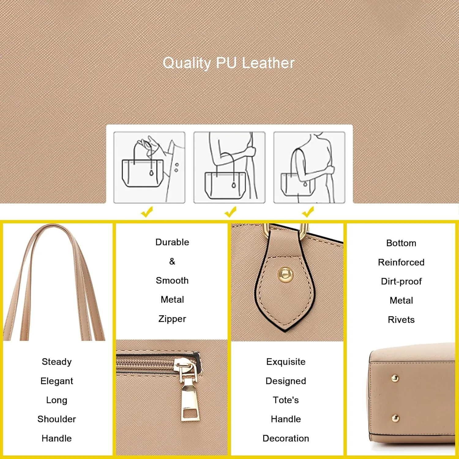 CHICAROUSAL Tote Bag for Women Large Handbags and Purses for Women PU Leather Womens Shoulder Bags