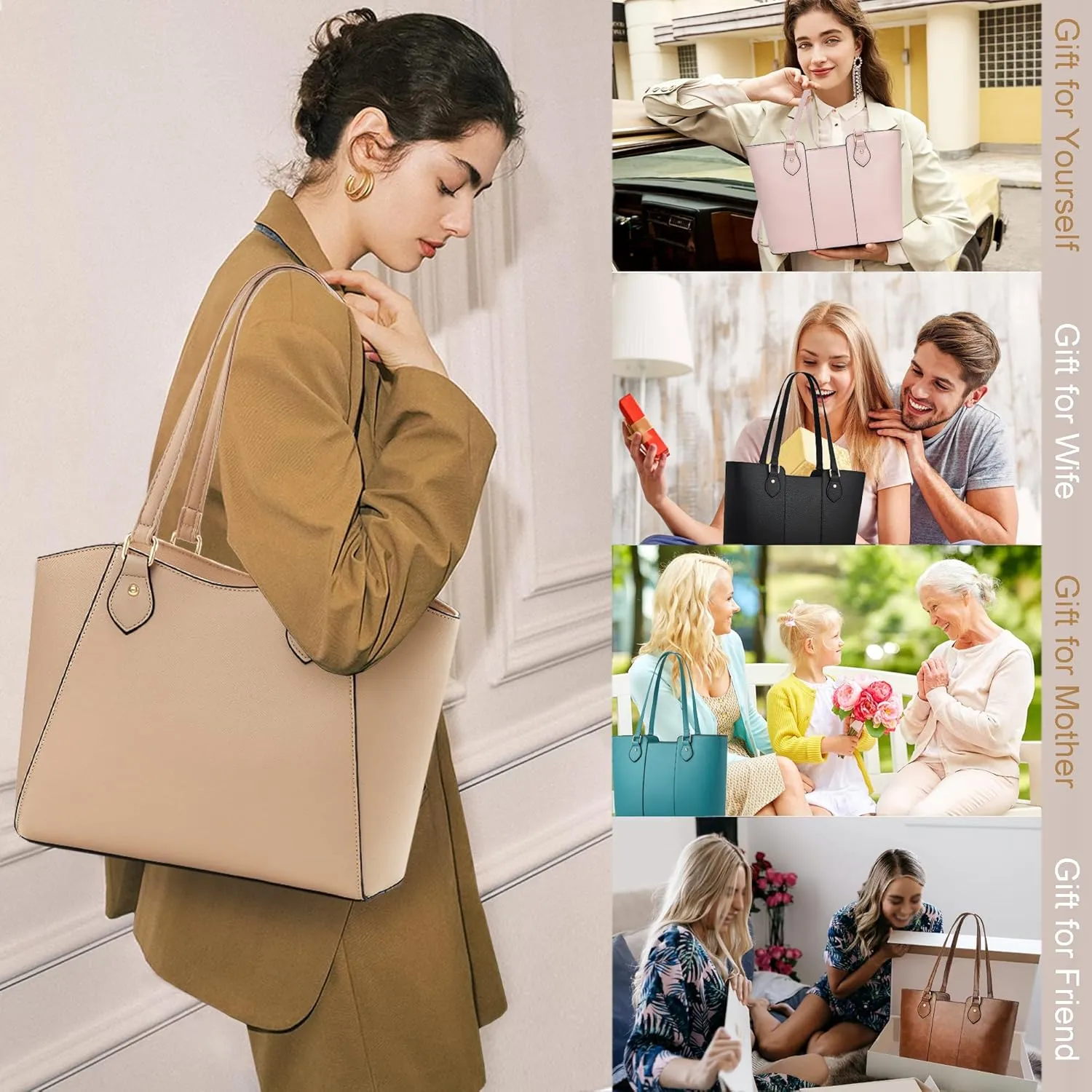 CHICAROUSAL Tote Bag for Women Large Handbags and Purses for Women PU Leather Womens Shoulder Bags