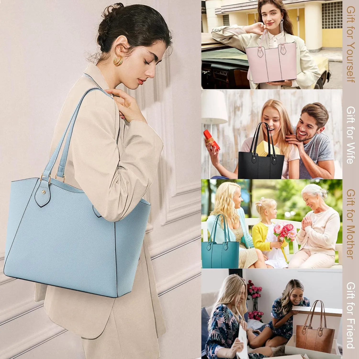 CHICAROUSAL Tote Bag for Women Large Handbags and Purses for Women PU Leather Womens Shoulder Bags