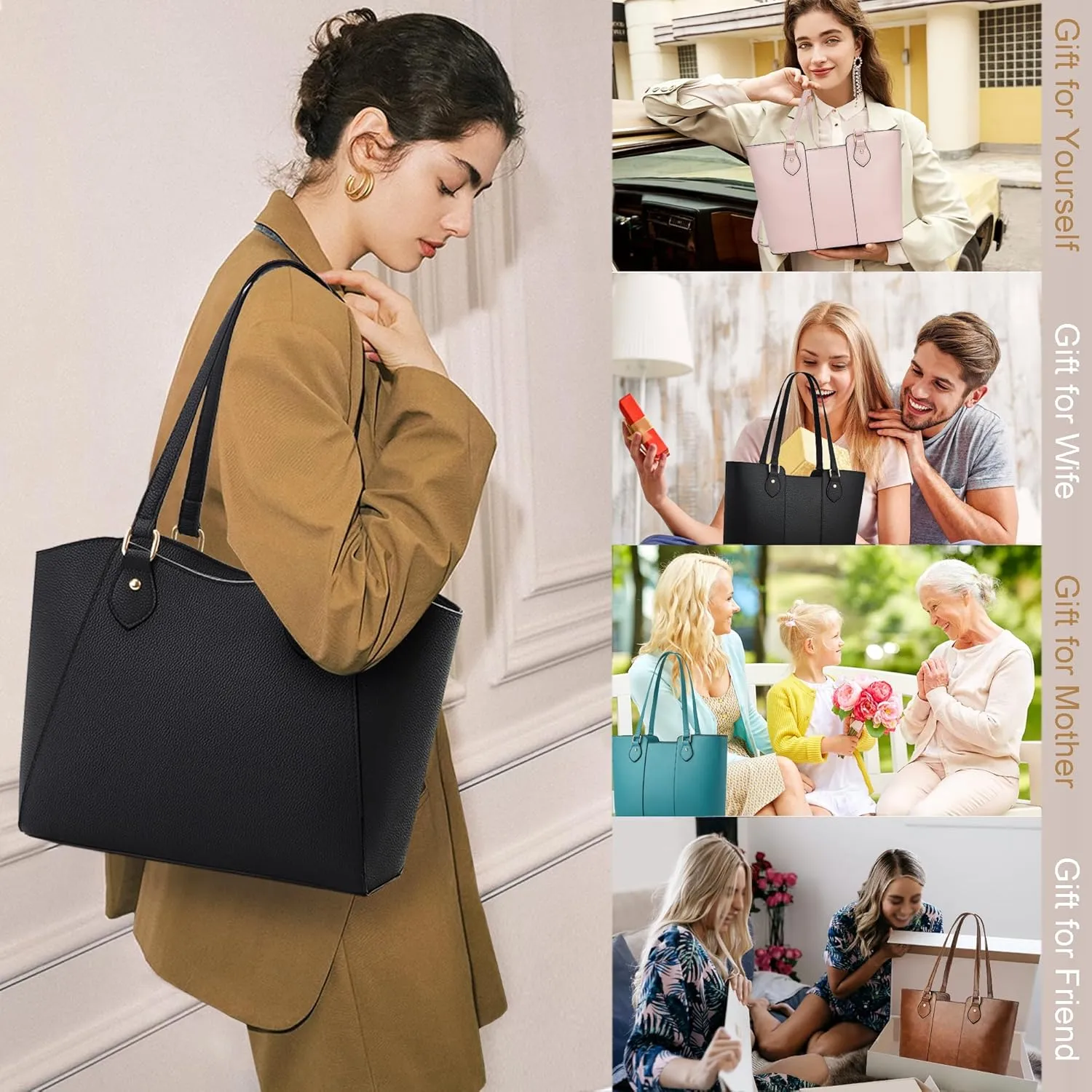 CHICAROUSAL Tote Bag for Women Large Handbags and Purses for Women PU Leather Womens Shoulder Bags