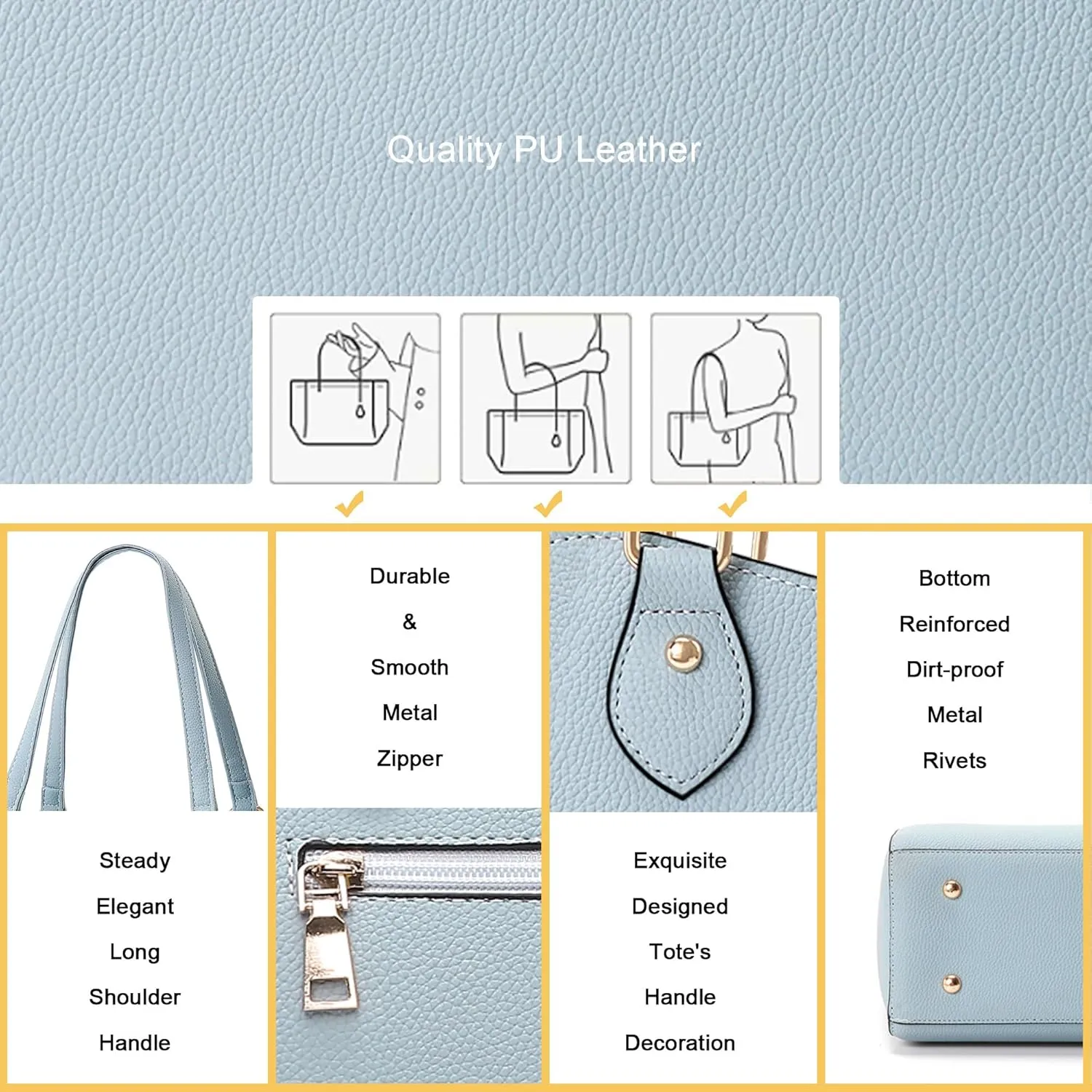 CHICAROUSAL Tote Bag for Women Large Handbags and Purses for Women PU Leather Womens Shoulder Bags