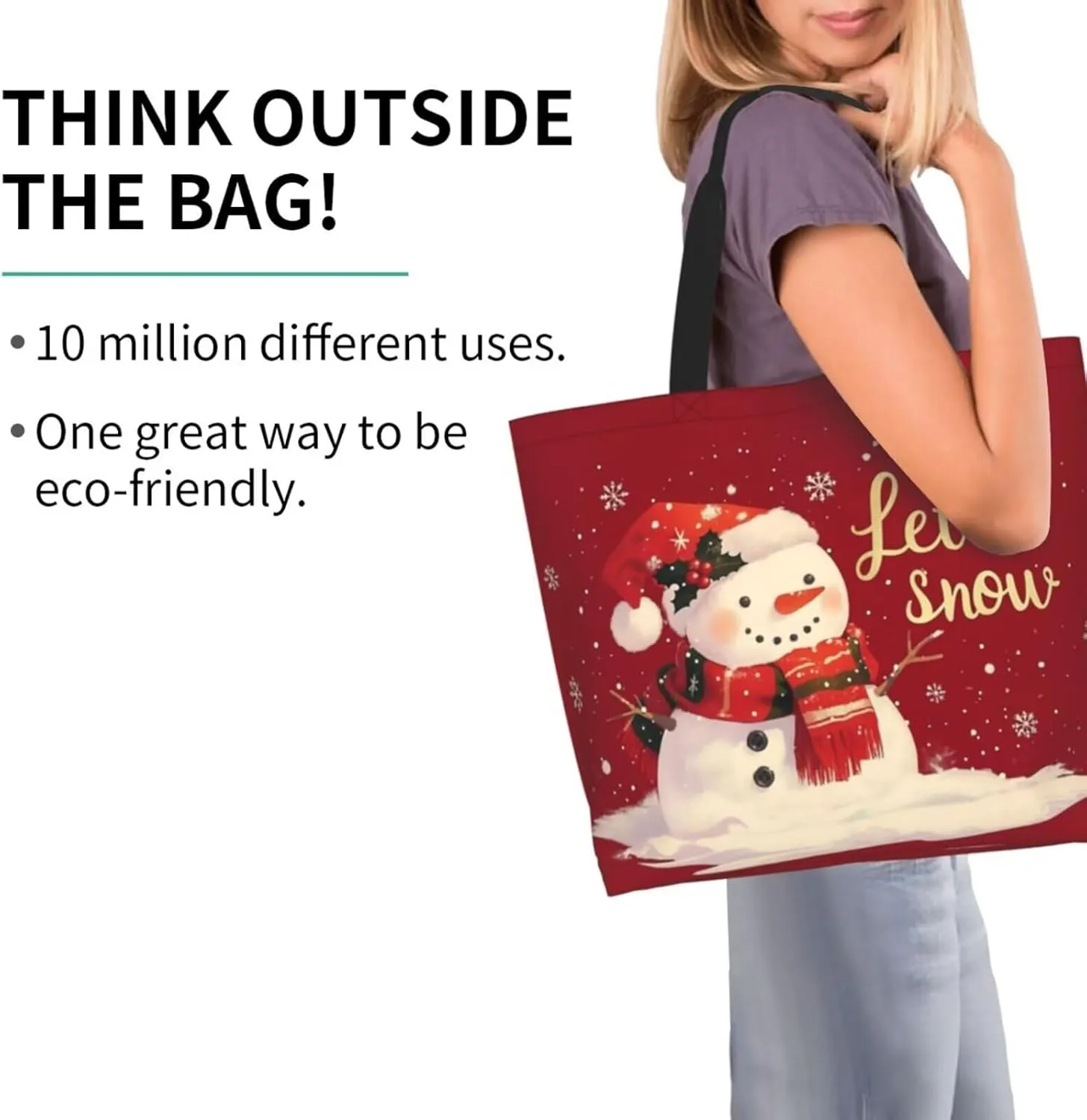 Christmas Tote Women's Travel Bag With Zipper - Large Beach Work Handbag