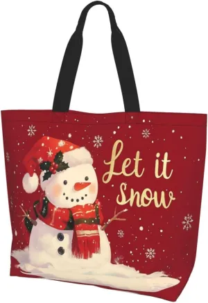 Christmas Tote Women's Travel Bag With Zipper - Large Beach Work Handbag