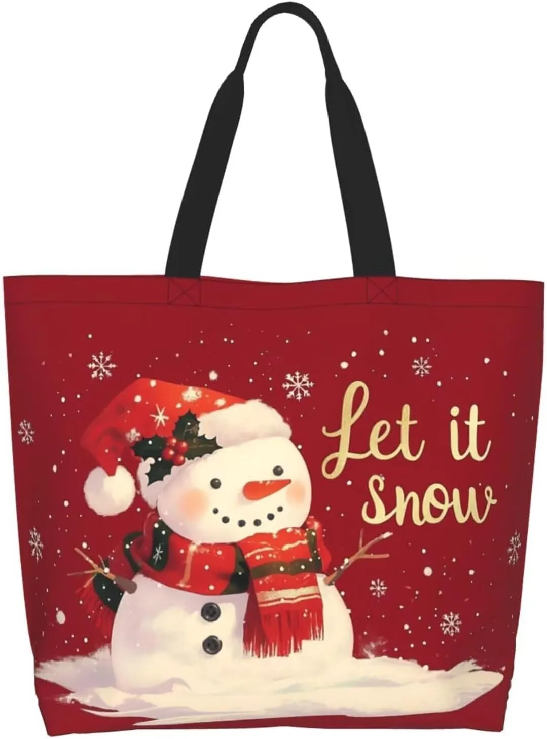 Christmas Tote Women's Travel Bag With Zipper - Large Beach Work Handbag