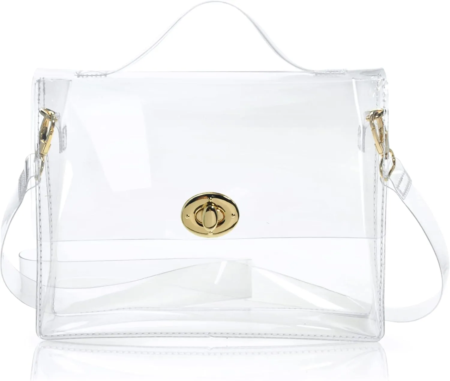 Clear Bag with Turn Lock Closure Women's Cross Body Handbags Stadium Approved