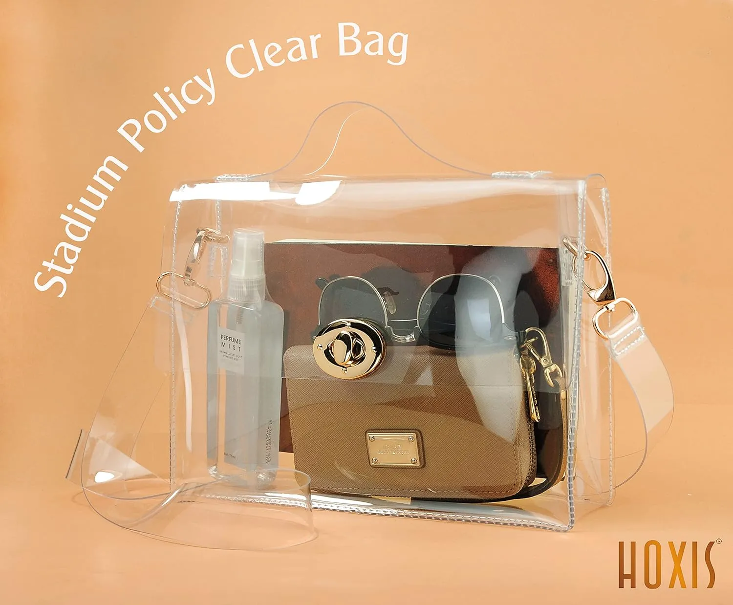 Clear Bag with Turn Lock Closure Women's Cross Body Handbags Stadium Approved