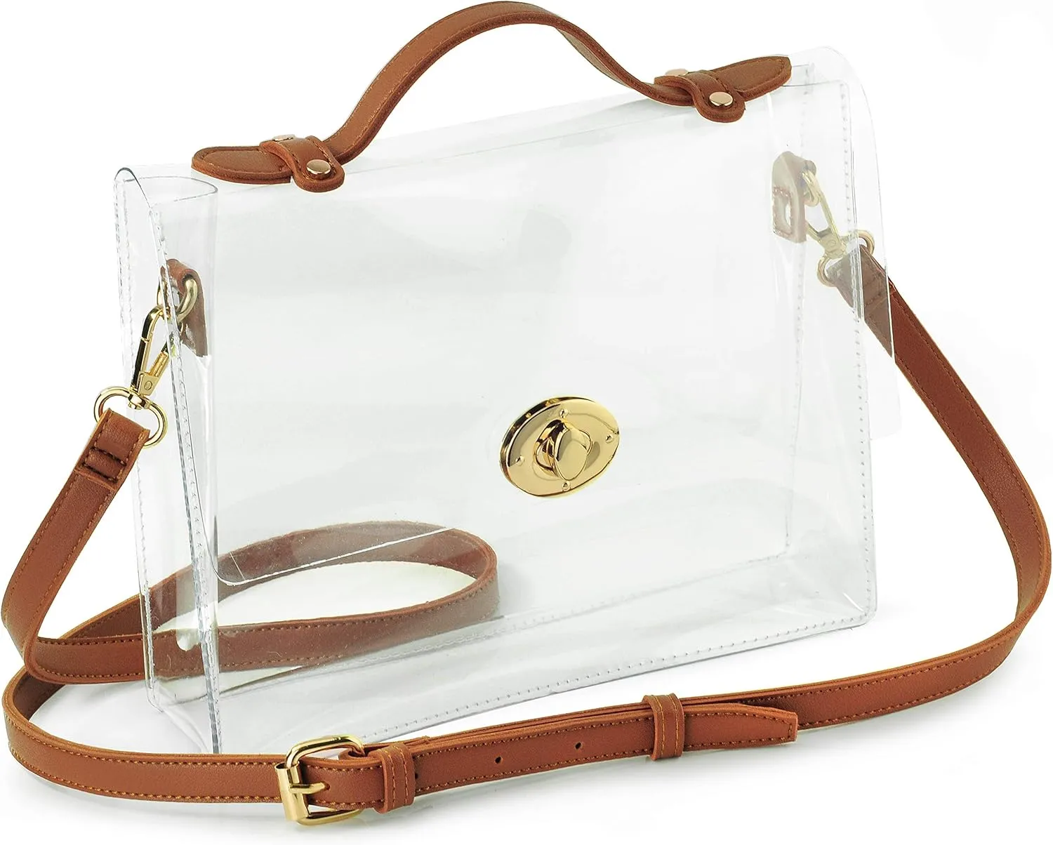 Clear Bag with Turn Lock Closure Women's Cross Body Handbags Stadium Approved