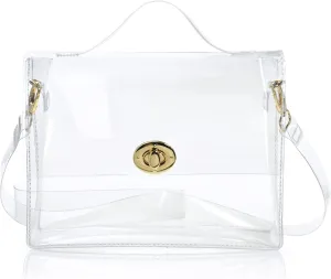 Clear Bag with Turn Lock Closure Women's Cross Body Handbags Stadium Approved