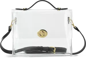 Clear Bag with Turn Lock Closure Women's Cross Body Handbags Stadium Approved