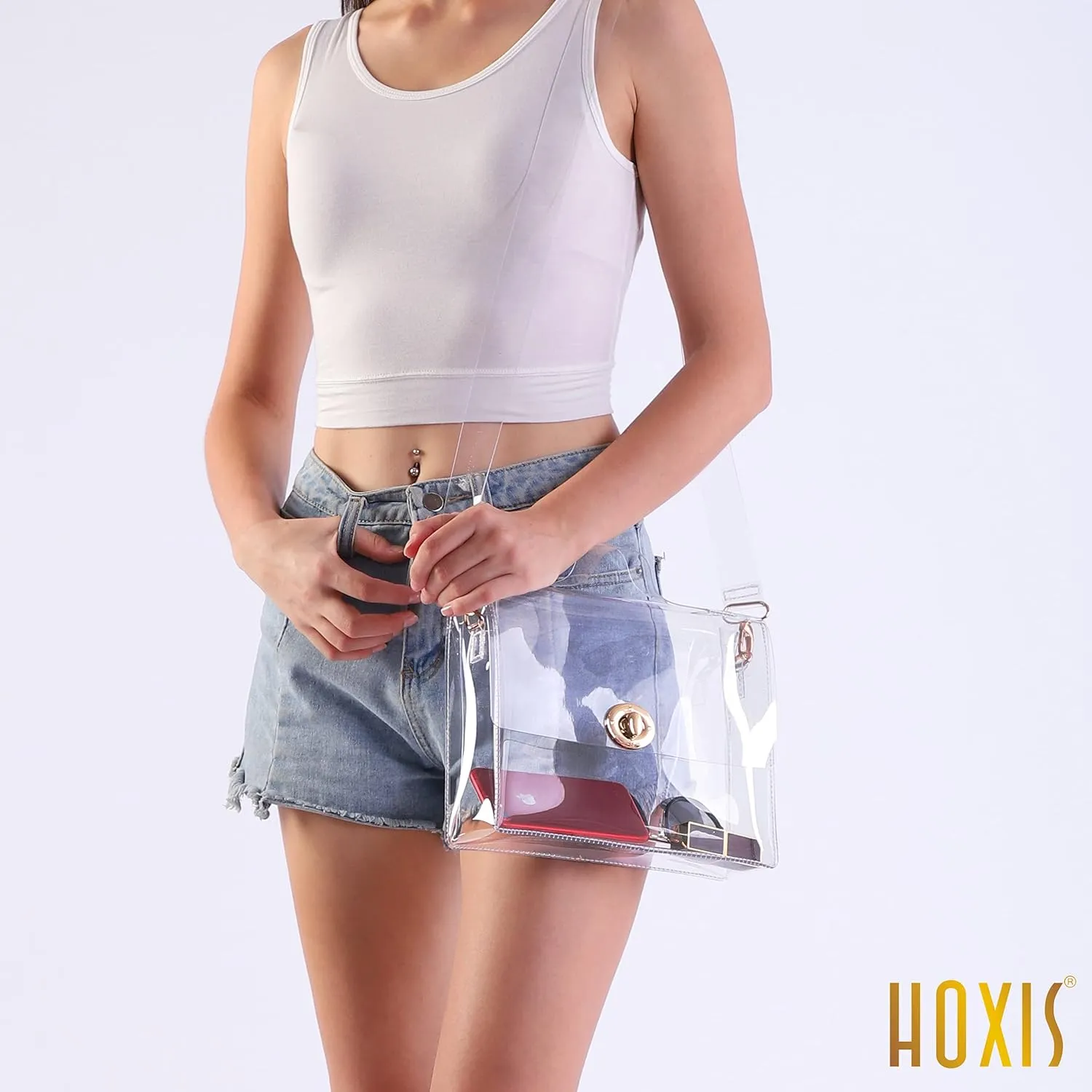 Clear Bag with Turn Lock Closure Women's Cross Body Handbags Stadium Approved