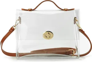 Clear Bag with Turn Lock Closure Women's Cross Body Handbags Stadium Approved