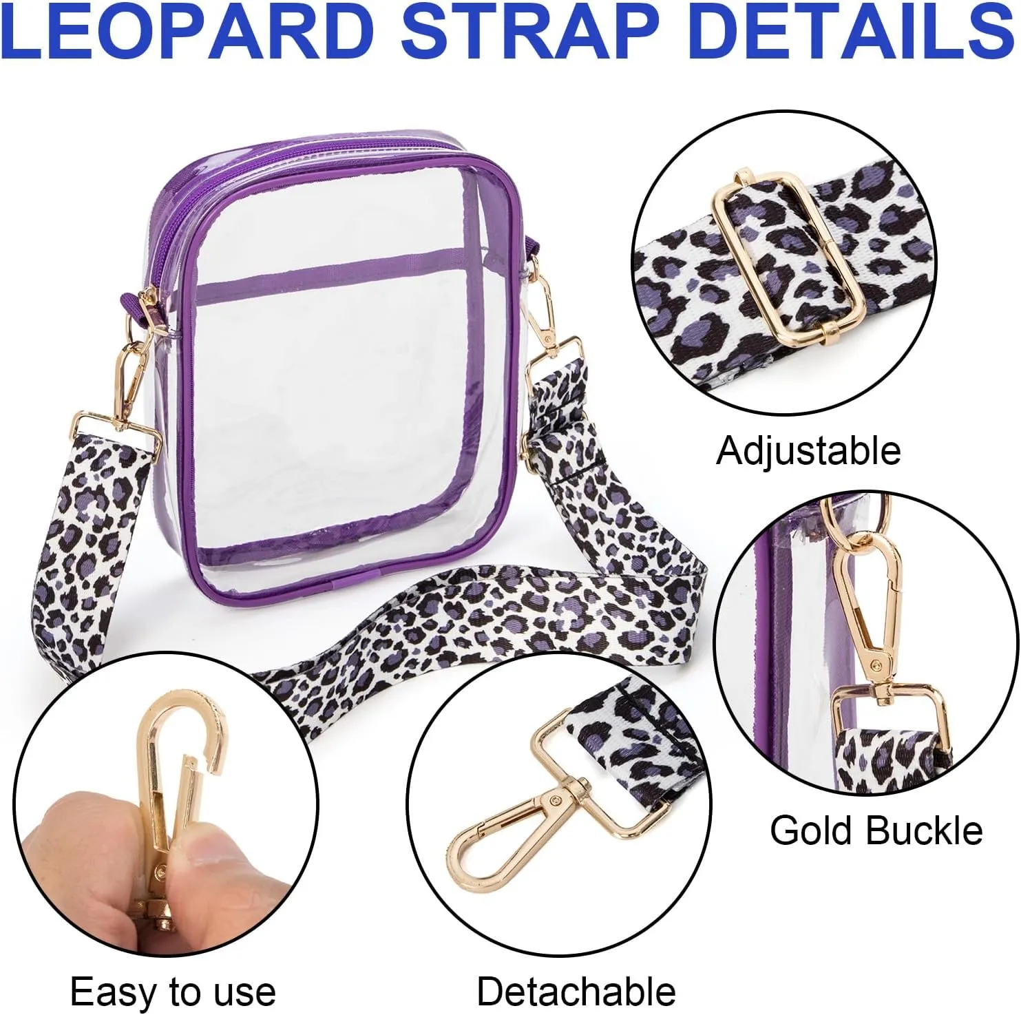 Clear Crossbody Bag, Stadium-Approved PVC Clear Purse, Transparent Messenger Bag for Men and Women