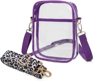 Clear Crossbody Bag, Stadium-Approved PVC Clear Purse, Transparent Messenger Bag for Men and Women