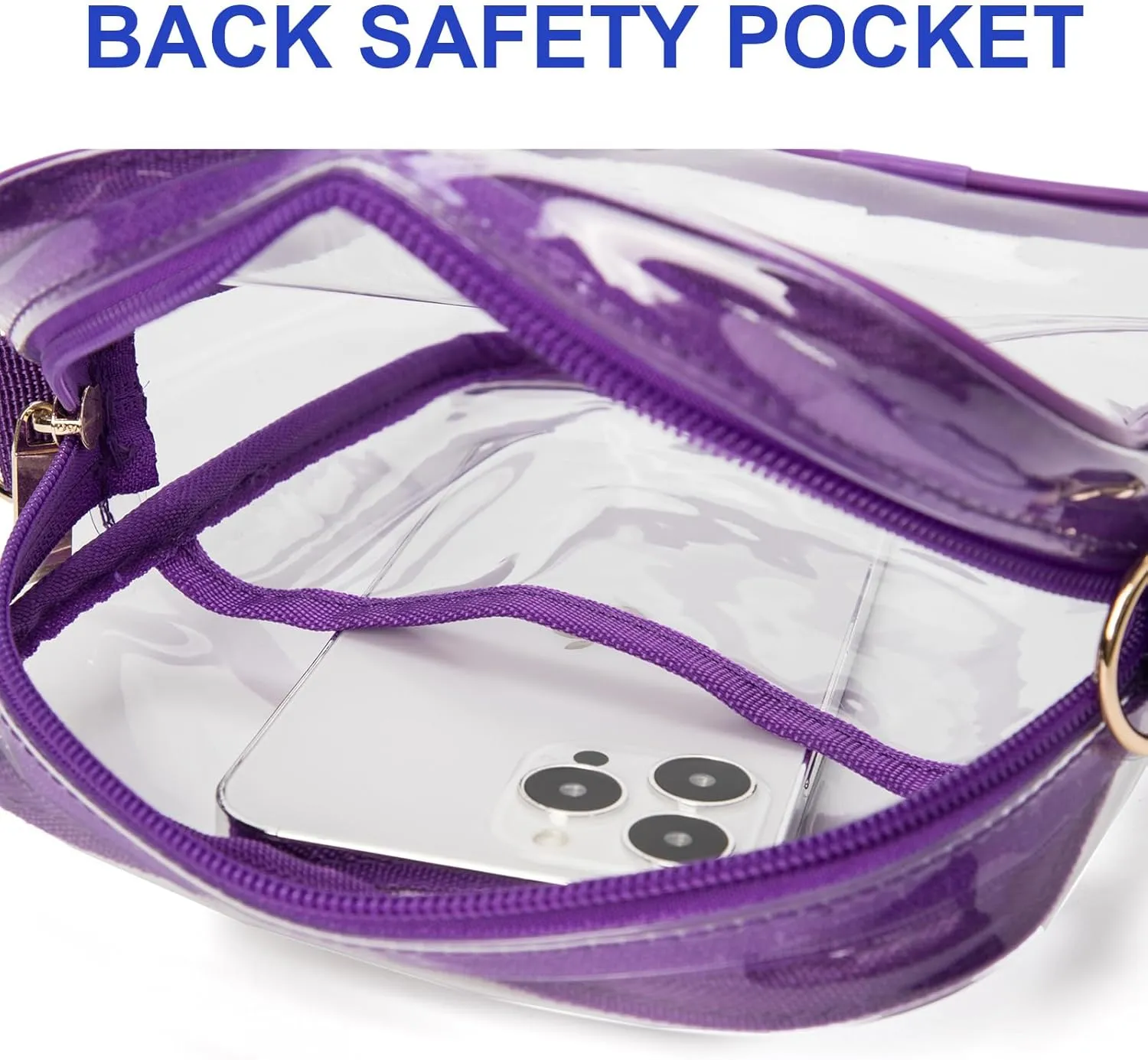 Clear Crossbody Bag, Stadium-Approved PVC Clear Purse, Transparent Messenger Bag for Men and Women