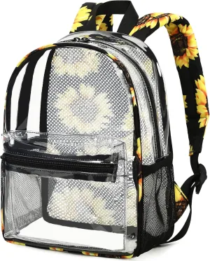 Clear Mini Backpack for Stadium Events 12x12x6 Small Transparent Backpacks Plastic See Through Clear Bag for Concerts Work Festival Security Travel