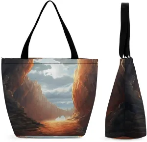 Cliff Landscape Tote Bag Shoulder Shopping Bag Reusable Grocery Bag for Travel Work Friendship Gift