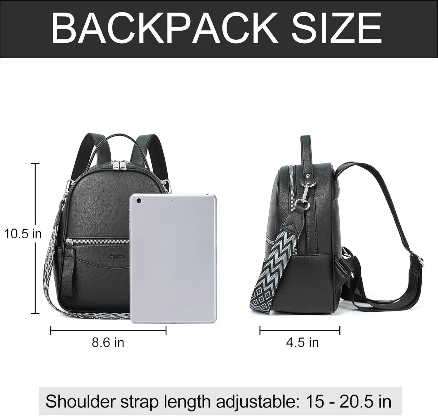 CLUCI Mini Backpack Purse for Women Fashion Leather Small Backpacks Ladies Shoulder Backpack Convertible Handbags Black