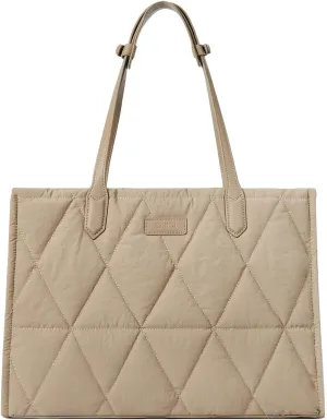 CLUCI Quilted Puffer Tote Bag for Women 15.6 inch Laptop Shoulder Women Briefcase Work Bag for Travel