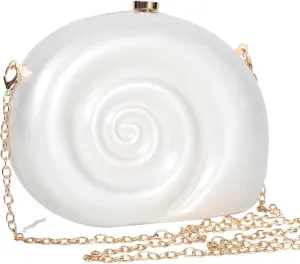 Clutch Purse For Women Acrylic Conch Shell Handbag, Wedding Evening Cute Bride Bags Pearl Luxury Designer Handbags