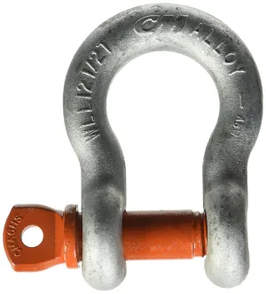 CM M654AG Alloy Anchor Shackle with Galvanized Screw Pin, 12.5 Ton Work Load Limit, 1" Size