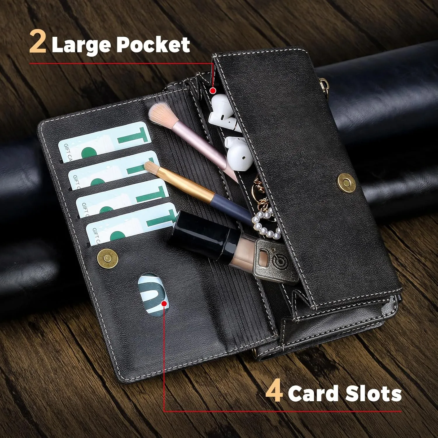 Compatible with iPhone 12 Pro Max Wallet Case,RFID Blocking PU Leather Phone Case Women Men Kickstand flip Cover Wrist Strap Zipper Credit Card Holder Slots for Apple iPhone 12 Pro Max(Black)