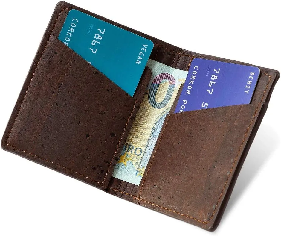 Cork RFID Slim Wallet – Men’s Wallet - RFID Blocking - Vegan Leather – Cruelty Free – Eco Friendly - Brown