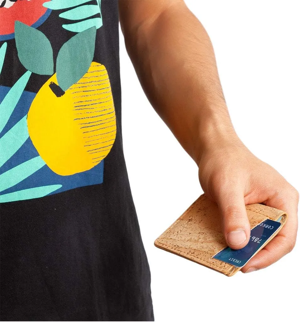 Cork RFID Slim Wallet – Men’s Wallet - RFID Blocking - Vegan Leather – Cruelty Free – Eco Friendly - Brown