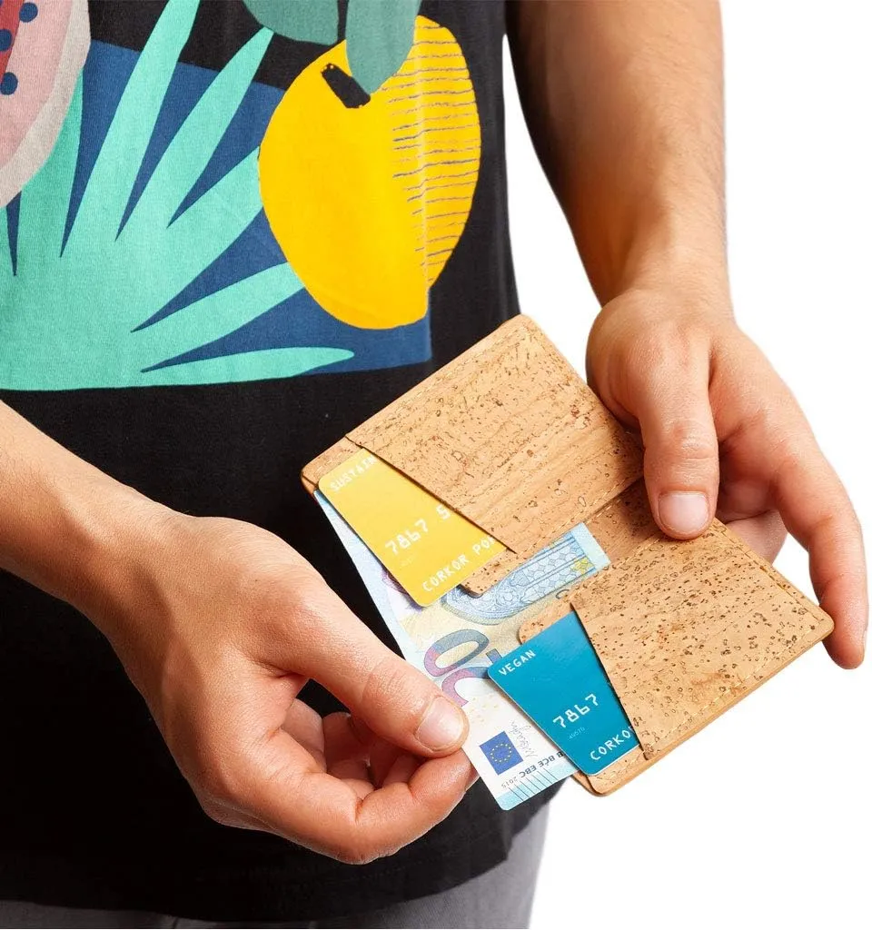 Cork RFID Slim Wallet – Men’s Wallet - RFID Blocking - Vegan Leather – Cruelty Free – Eco Friendly - Brown