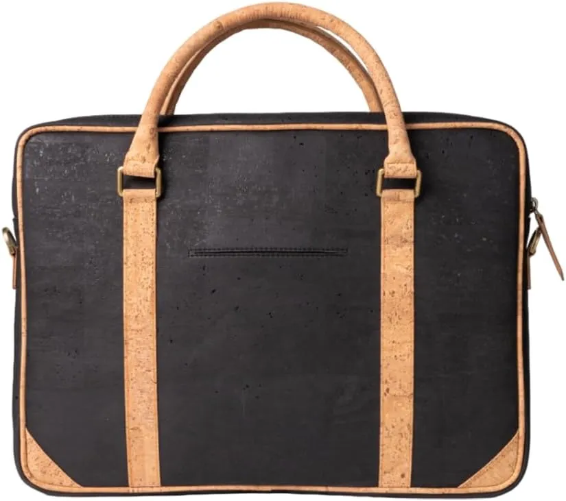 Cork Slim Laptop Bag - Unisex Luxury Work Briefcase For Men & Women - Sustainable Vegan Leather Business Bag