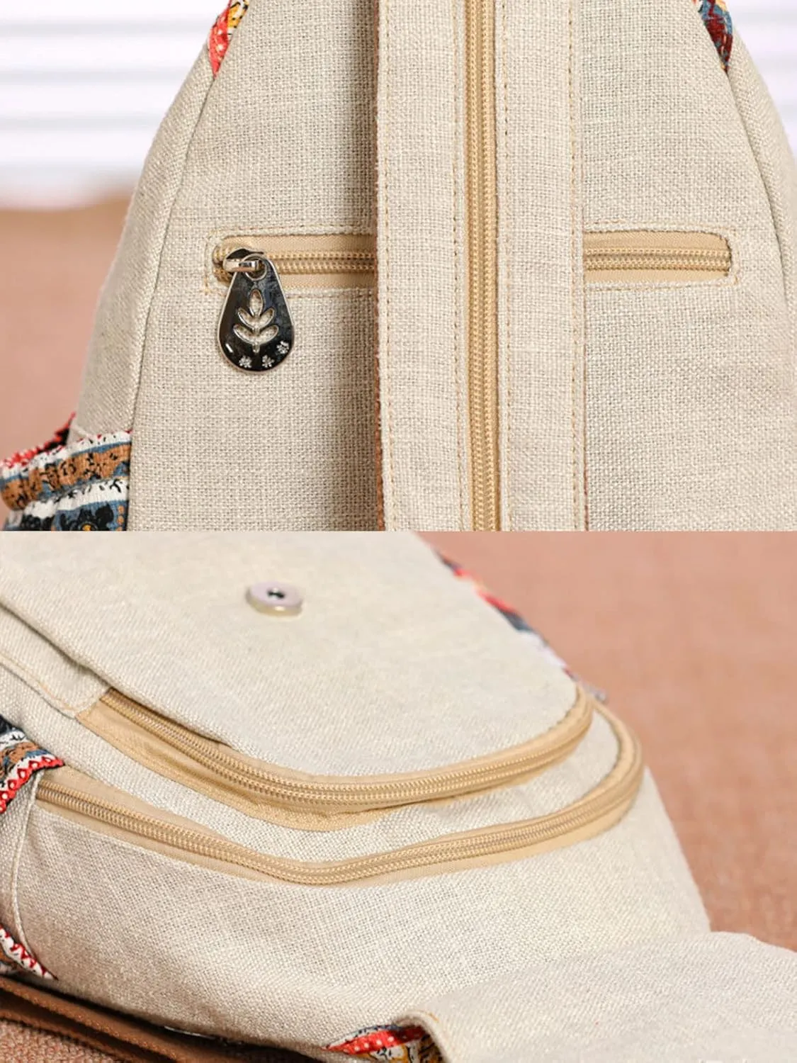 Cotton Small Backpack Purse Fashion Hand Knitting Mini Casual Chest Bag for Women(floral2)