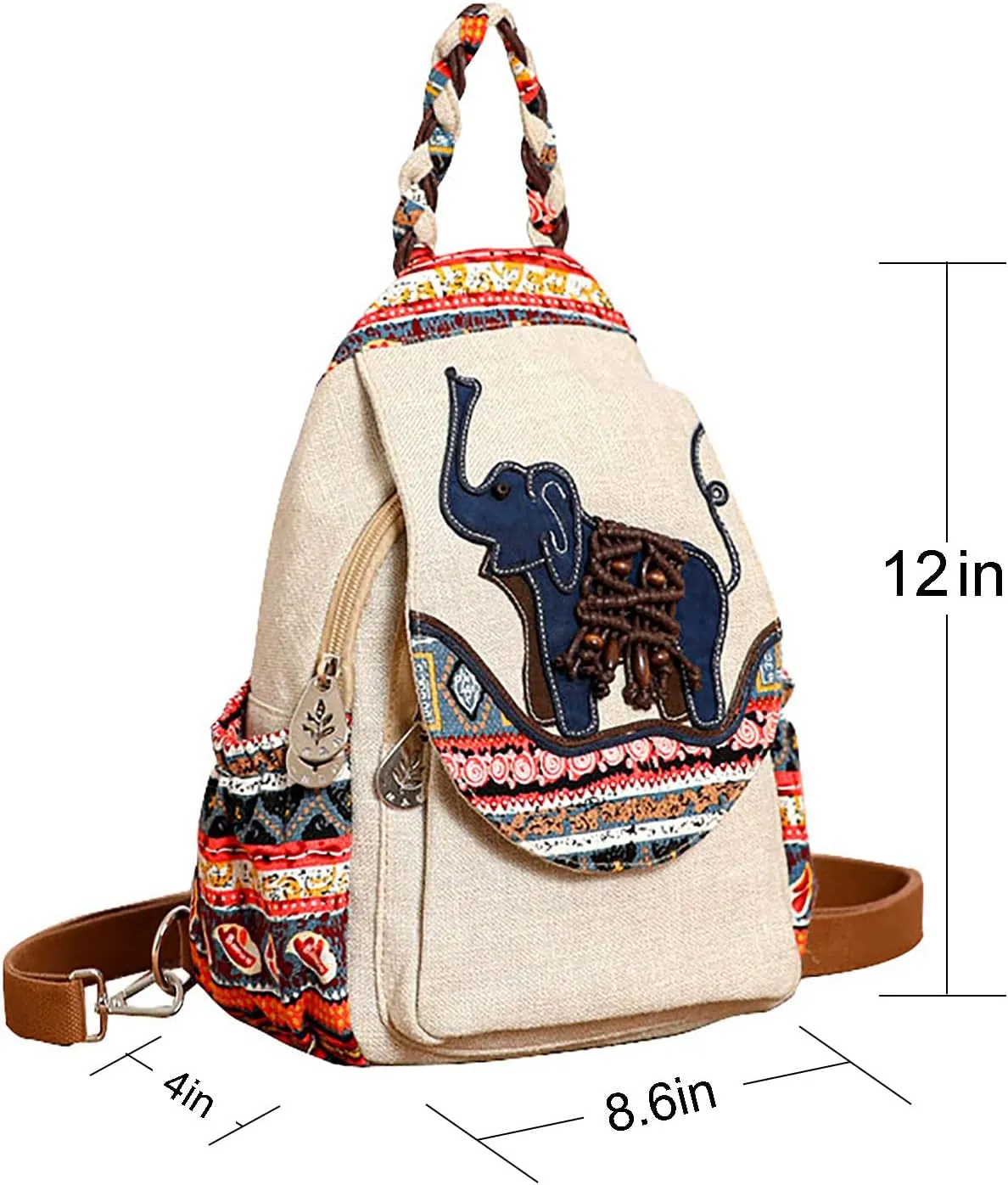 Cotton Small Backpack Purse Fashion Hand Knitting Mini Casual Chest Bag for Women(floral2)