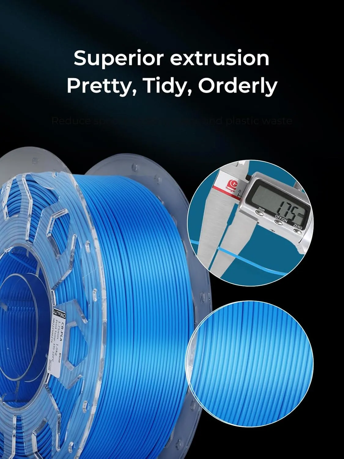 Creality Filament 1.75mm, 3D Printer Filament, 1kg (2.2lbs) Spool, No Warp Enhanced Toughness, Dimensional Accuracy ±0.03mm Printing Filament, for FDM 3D Printers (PLA, White)