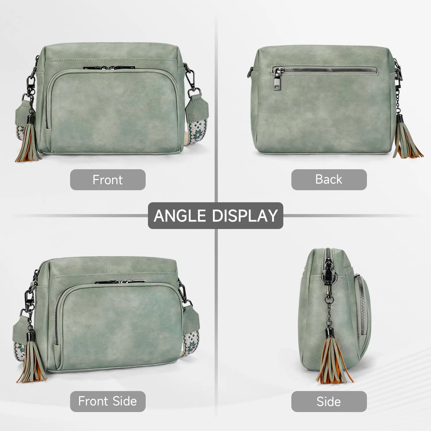 Crossbody Bags for Women Lightweight Vegan Leather Crossbody Shoulder Bag Phone Purse with Adjustable Guitar Strap