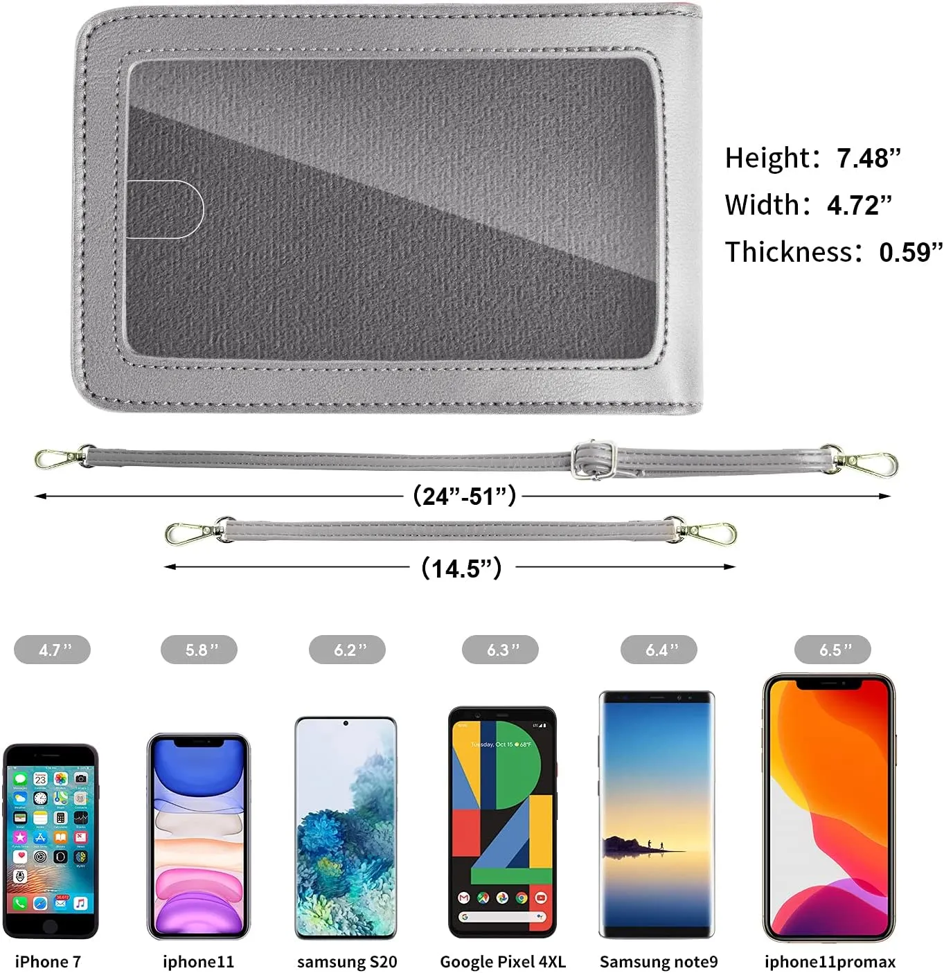 Crossbody Cellphone Purse Women Touch Screen Bag RFID Blocking Wallet Handbag Shoulder Strap