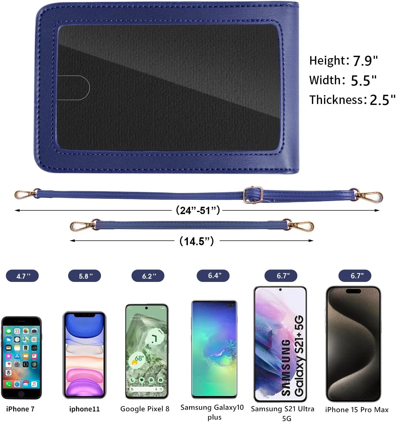 Crossbody Cellphone Purse Women Touch Screen Bag RFID Blocking Wallet Handbag Shoulder Strap