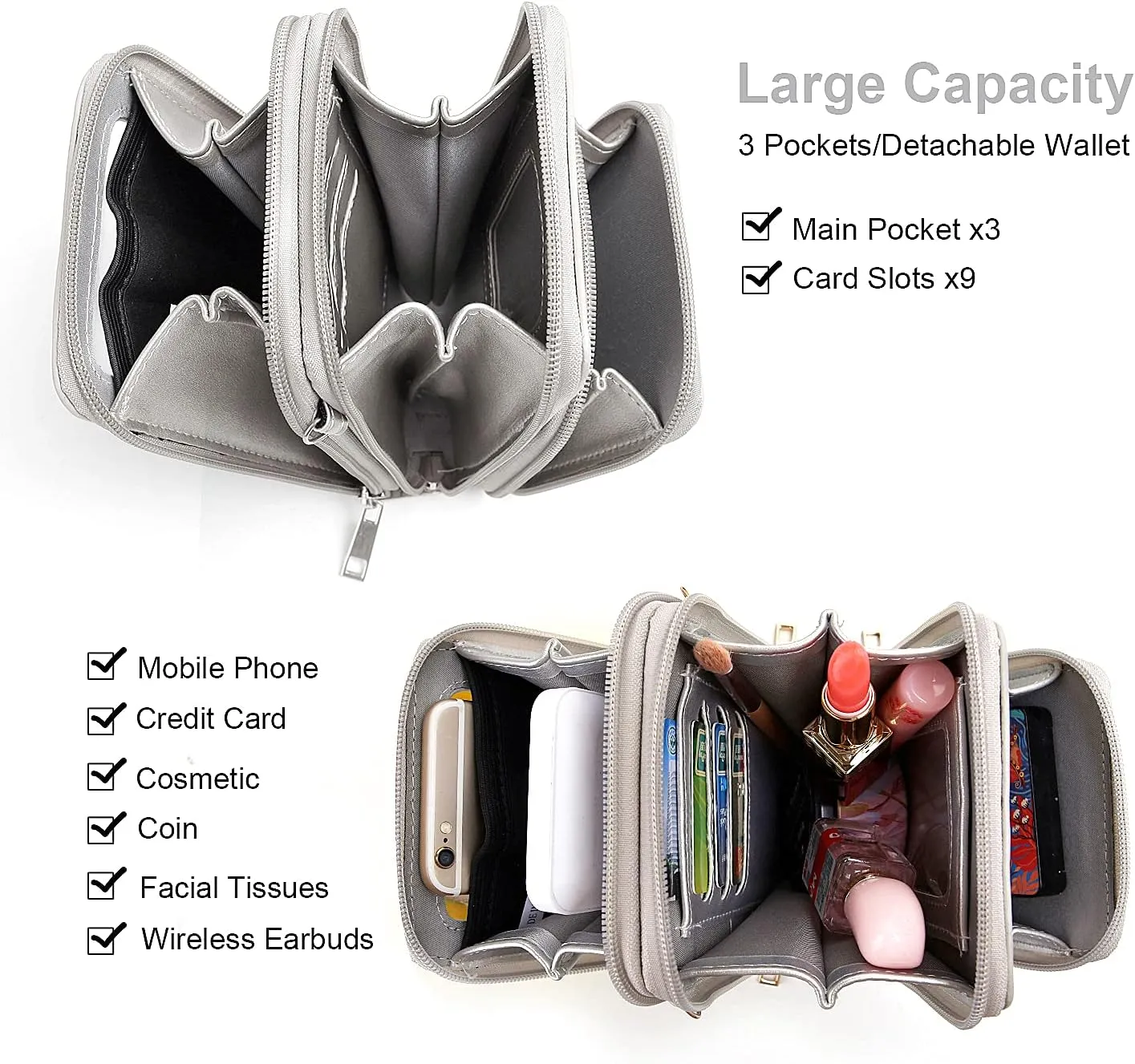 Crossbody Cellphone Purse Women Touch Screen Bag RFID Blocking Wallet Handbag Shoulder Strap